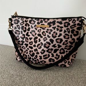 Poppy & Peonies Pink and Black Leopard Shoulder Bag